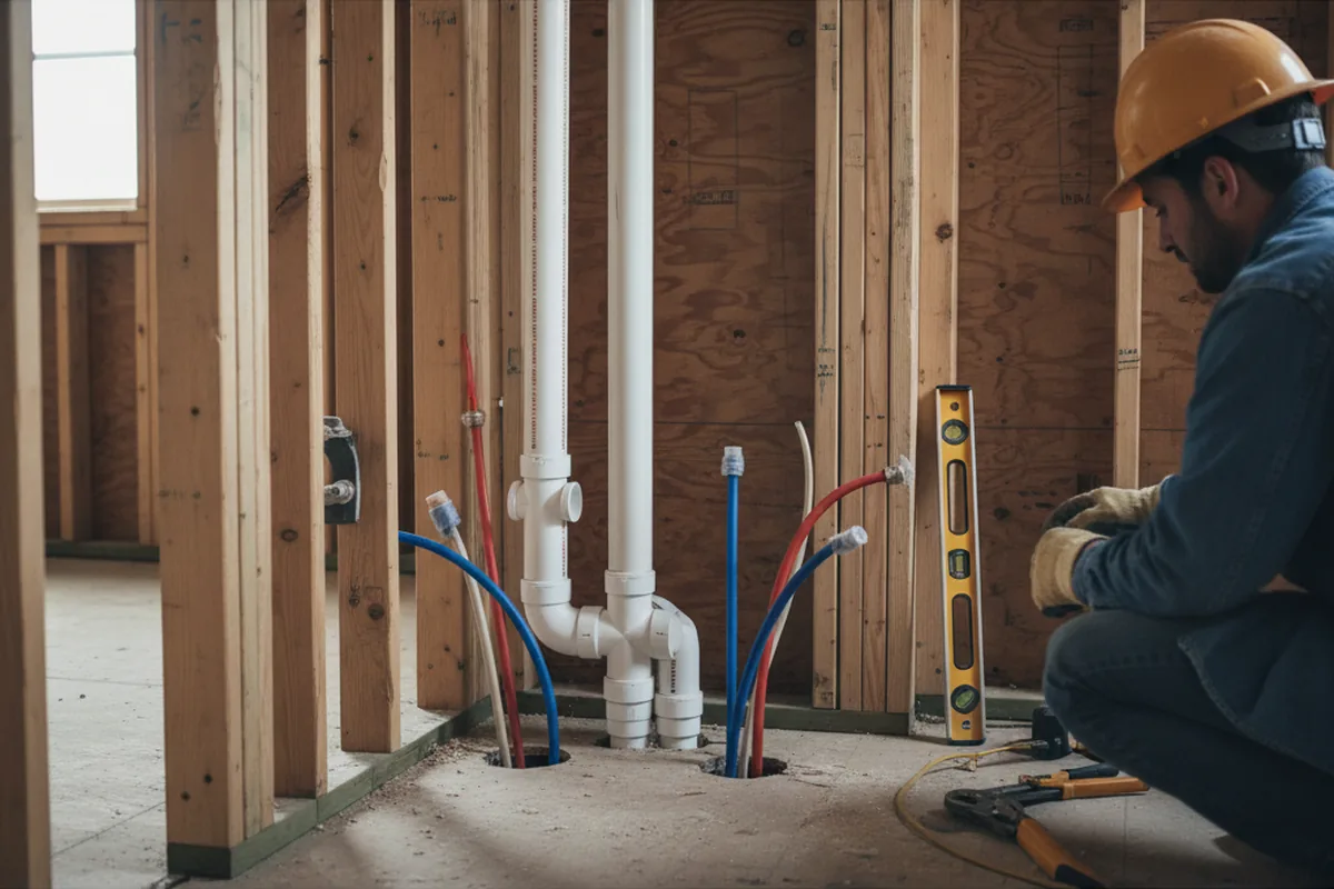 Drain and supply rough-in during Garbage Disposal Repair in Lapine