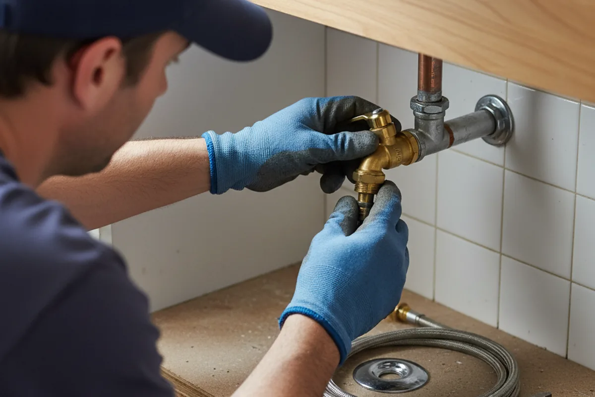 Shutoff valve and fitting work during Burst Pipe Repair in Lapine